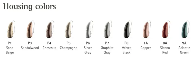 Palette de couleur des aides auditives 